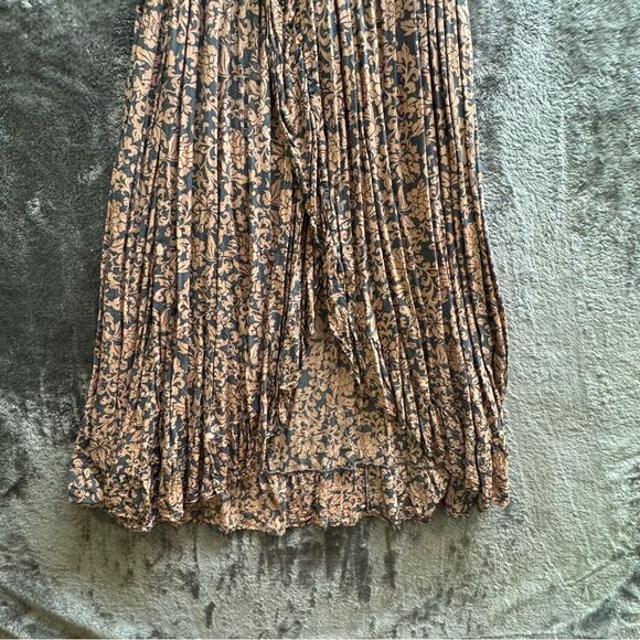 Floral Maxi Dress strapless high low split peach navy handmade in Bali tropical - Picture 2 of 9